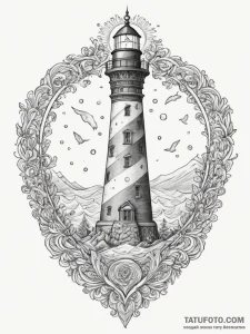 Tattoo design a lighthouse whose light beam f... - эскиз тату (№1755381838_0, 16.08.2025 22:03) — Tatufoto.com