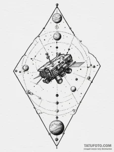 Planetary rover, artistic tattoo sketch, deta... - эскиз тату (№1755383601_0, 16.08.2025 22:33) — Tatufoto.com