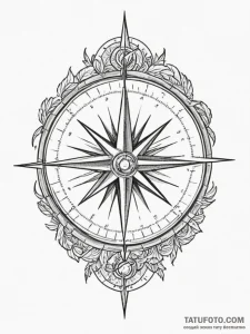 Tattoo design a compass pointing true north o... - эскиз тату (№1755383992_0, 16.08.2025 22:39) — Tatufoto.com