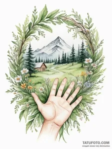 Tattoo sketch: a scene of spring awakening, w... - эскиз тату (№1755384775_0, 16.08.2025 22:52) — Tatufoto.com