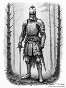 A tattoo sketch of a vityaz (slavic knight) i... - эскиз тату (№1755385563_0, 16.08.2025 23:06) — Tatufoto.com