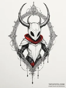 The knight from hollow knight, ink illustrati... - эскиз тату (№1755387347_0, 16.08.2025 23:35) — Tatufoto.com