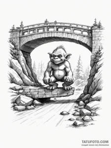 Troll under a bridge - эскиз тату (№1755389322_0, 17.08.2025 00:08) — Tatufoto.com