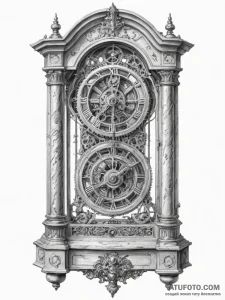 The detailed interior of a classic grandfathe... - эскиз тату (№1755389718_0, 17.08.2025 00:15) — Tatufoto.com