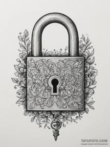 Tattoo design a padlock with a date engraved... - эскиз тату (№1755393481_0, 17.08.2025 01:18) — Tatufoto.com