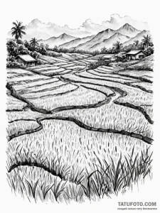 A shot of a rice paddy terrace in vietnam., i... - эскиз тату (№1755395670_0, 17.08.2025 01:54) — Tatufoto.com