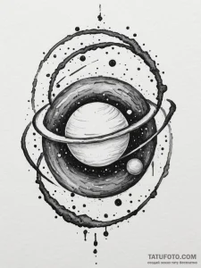 Tattoo design a stylized planet with a subtle... - эскиз тату (№1755396270_0, 17.08.2025 02:04) — Tatufoto.com