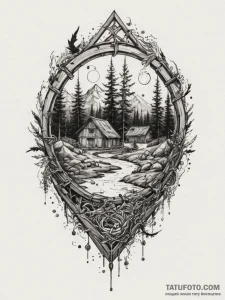 Tattoo design a robust, traditional timber fr... - эскиз тату (№1755396862_0, 17.08.2025 02:14) — Tatufoto.com