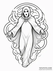 Tattoo sketch a stylized ghost from a maze ga... - эскиз тату (№1755398470_0, 17.08.2025 02:41) — Tatufoto.com