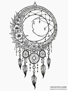 Tattoo design a crescent moon with a delicate... - эскиз тату (№1755401416_0, 17.08.2025 03:30) — Tatufoto.com
