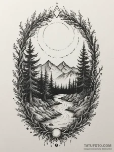 Tattoo sketch a glowing portal frame in a dar... - эскиз тату (№1755401612_0, 17.08.2025 03:33) — Tatufoto.com