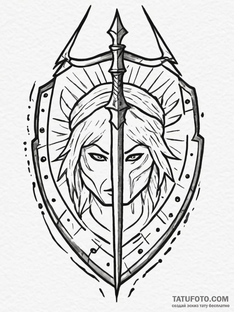 Tattoo design a spartan warrior's shield and... - эскиз тату (№1755402200_0, 17.08.2025 03:43) — Tatufoto.com