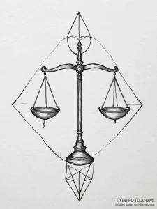 Tattoo sketch libra's scales, one pan realist... - эскиз тату (№1755405348_0, 17.08.2025 04:35) — Tatufoto.com