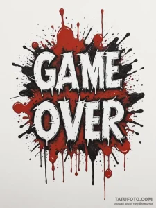 Tattoo sketch a classic "game over" text with... - эскиз тату (№1755405544_0, 17.08.2025 04:39) — Tatufoto.com