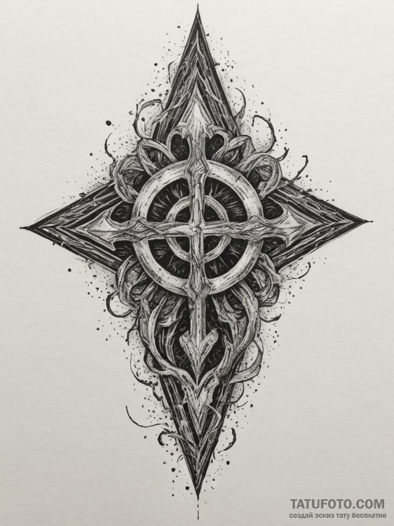62. tattoo design: a "chernobog" rune with su... - эскиз тату (№1755407506_0, 17.08.2025 05:11) — Tatufoto.com