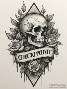 Tattoo sketch a glowing "checkpoint" banner i... - эскиз тату (№1755413397_0, 17.08.2025 06:49) — Tatufoto.com