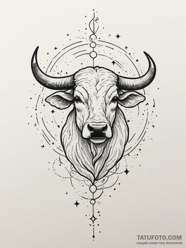 Tattoo design a taurus constellation integrat... - эскиз тату (№1755416928_0, 17.08.2025 07:48) — Tatufoto.com