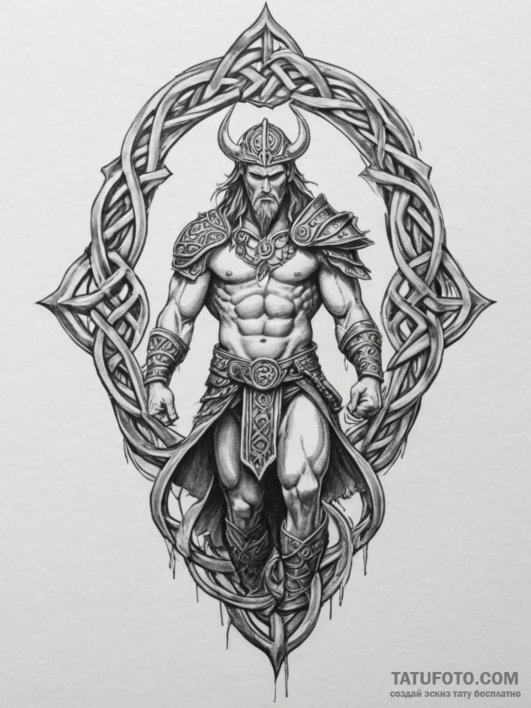 Tattoo design a powerful celtic warrior, with... - эскиз тату (№1755417717_0, 17.08.2025 08:01) — Tatufoto.com