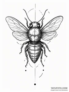 A cicada with its shell, concept art for tatt... - эскиз тату (№1755419088_0, 17.08.2025 08:24) — Tatufoto.com