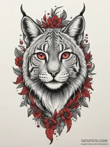 Lynx, tattoo flash sheet design, black and re... - эскиз тату (№1755421659_0, 17.08.2025 09:07) — Tatufoto.com