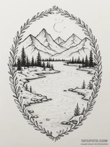 Tattoo design a landscape with a river flowin... - эскиз тату (№1755422647_0, 17.08.2025 09:24) — Tatufoto.com