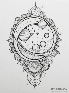 Tattoo design a stylized planet with a subtle... - эскиз тату (№1755423831_0, 17.08.2025 09:43) — Tatufoto.com