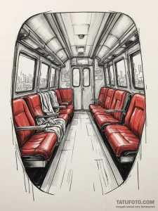 The interior of a sleeper car on a long-dista... - эскиз тату (№1755424227_0, 17.08.2025 09:50) — Tatufoto.com