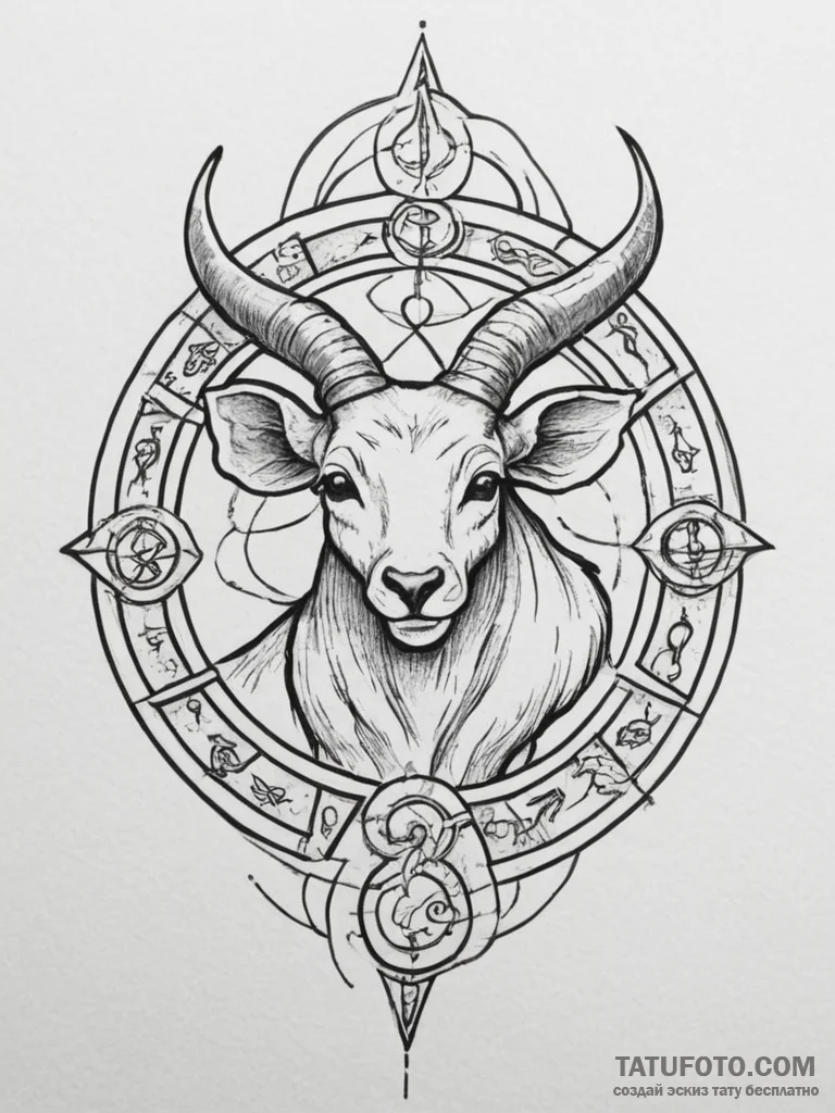 Tattoo design a zodiac animal comically inter... - эскиз тату (№1755426017_0, 17.08.2025 10:20) — Tatufoto.com