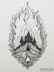 Calcifer from howl's moving castle, ink illus... - эскиз тату (№1755426612_0, 17.08.2025 10:30) — Tatufoto.com