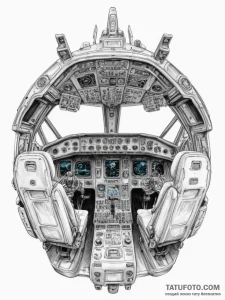 Tattoo design a detailed spaceship cockpit vi... - эскиз тату (№1755427604_0, 17.08.2025 10:46) — Tatufoto.com