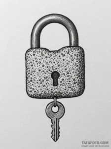 Tattoo sketch a 'lock' emoji on one, a 'key'... - эскиз тату (№1755427999_0, 17.08.2025 10:53) — Tatufoto.com