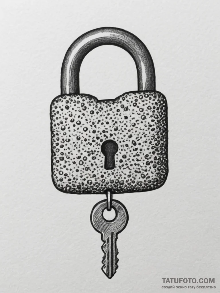 Tattoo sketch a 'lock' emoji on one, a 'key'... - эскиз тату (№1755427999_0, 17.08.2025 10:53) — Tatufoto.com