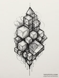 Cubes, tattoo sketch design, fine lines, deli... - эскиз тату (№1755428395_0, 17.08.2025 10:59) — Tatufoto.com
