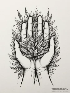 Tattoo sketch: a stylized depiction of hands... - эскиз тату (№1755428990_0, 17.08.2025 11:09) — Tatufoto.com