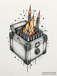Tattoo design a stylized "ammo box" icon with... - эскиз тату (№1755429989_0, 17.08.2025 11:26) — Tatufoto.com