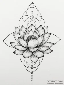 Tattoo sketch a blooming lotus flower with su... - эскиз тату (№1755430389_0, 17.08.2025 11:33) — Tatufoto.com