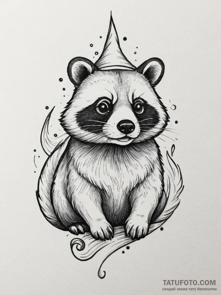Tanuki, artistic tattoo sketch, old school tr... - эскиз тату (№1755431779_0, 17.08.2025 11:56) — Tatufoto.com