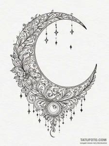 Tattoo design a small, smiling star or moon.,... - эскиз тату (№1755431977_0, 17.08.2025 11:59) — Tatufoto.com