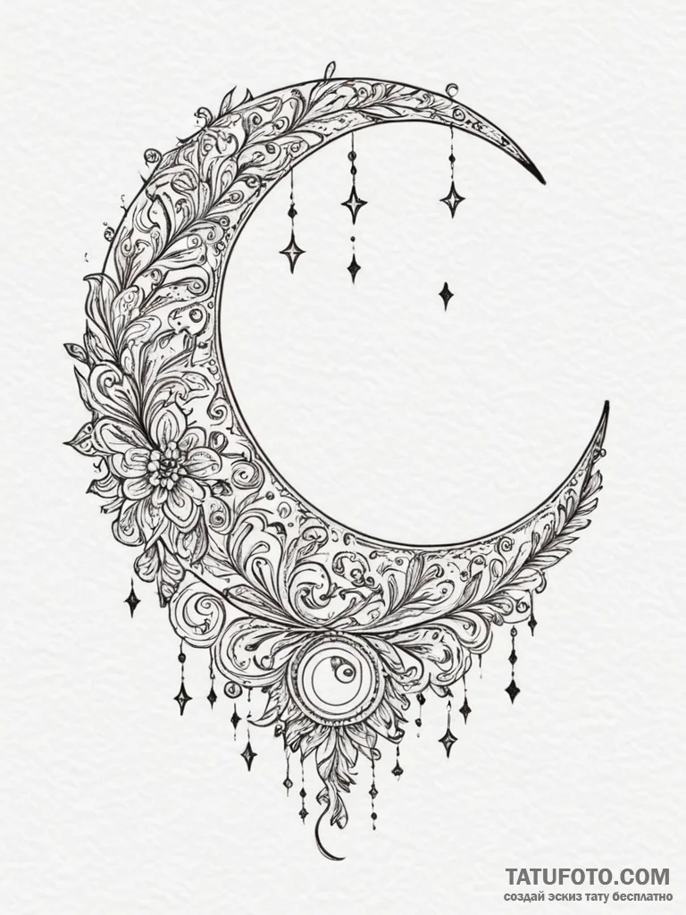 Tattoo design a small, smiling star or moon.,... - эскиз тату (№1755431977_0, 17.08.2025 11:59) — Tatufoto.com