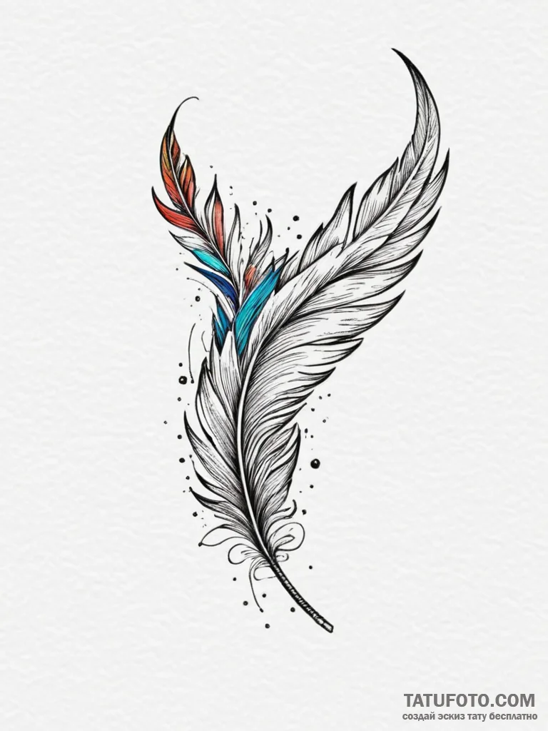 Tattoo design a feather transforming into a b... - эскиз тату (№1755432381_0, 17.08.2025 12:06) — Tatufoto.com