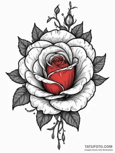 Tattoo design a single, vibrant red rose, ful... - эскиз тату (№1755432982_0, 17.08.2025 12:16) — Tatufoto.com