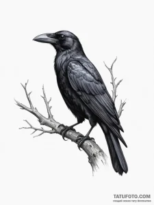 A taxidermy crow - эскиз тату (№1755434785_0, 17.08.2025 12:46) — Tatufoto.com