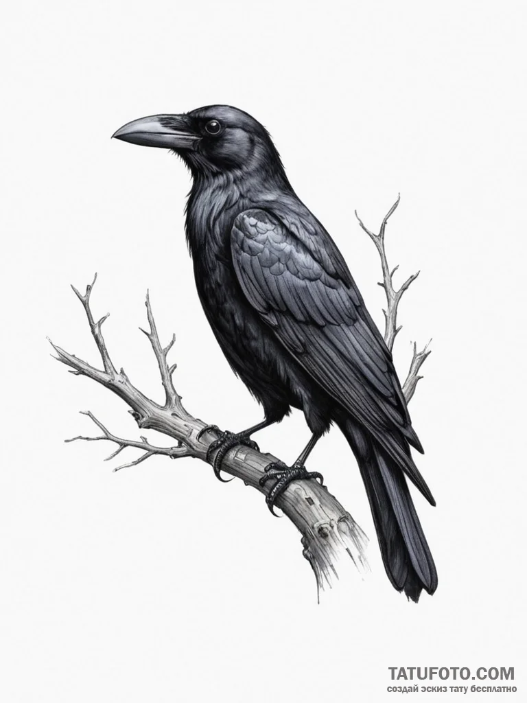 A taxidermy crow - эскиз тату (№1755434785_0, 17.08.2025 12:46) — Tatufoto.com