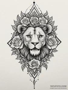 Tattoo sketch a leo lion with a single, shini... - эскиз тату (№1755435391_0, 17.08.2025 12:56) — Tatufoto.com