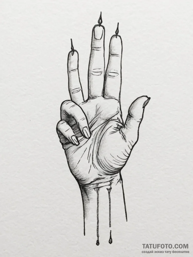 Tattoo sketch a hand with a subtle 'thread' w... - эскиз тату (№1755438179_0, 17.08.2025 13:42) — Tatufoto.com