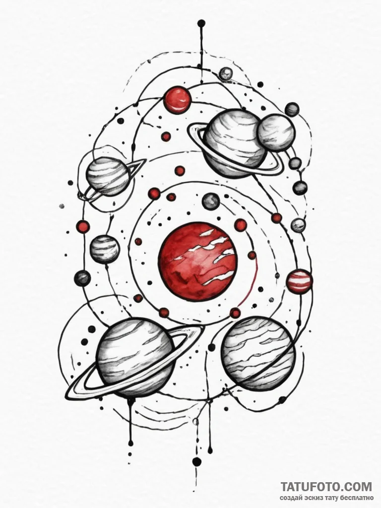 Planets, tattoo drawing outline, watercolor t... - эскиз тату (№1755438379_0, 17.08.2025 13:46) — Tatufoto.com