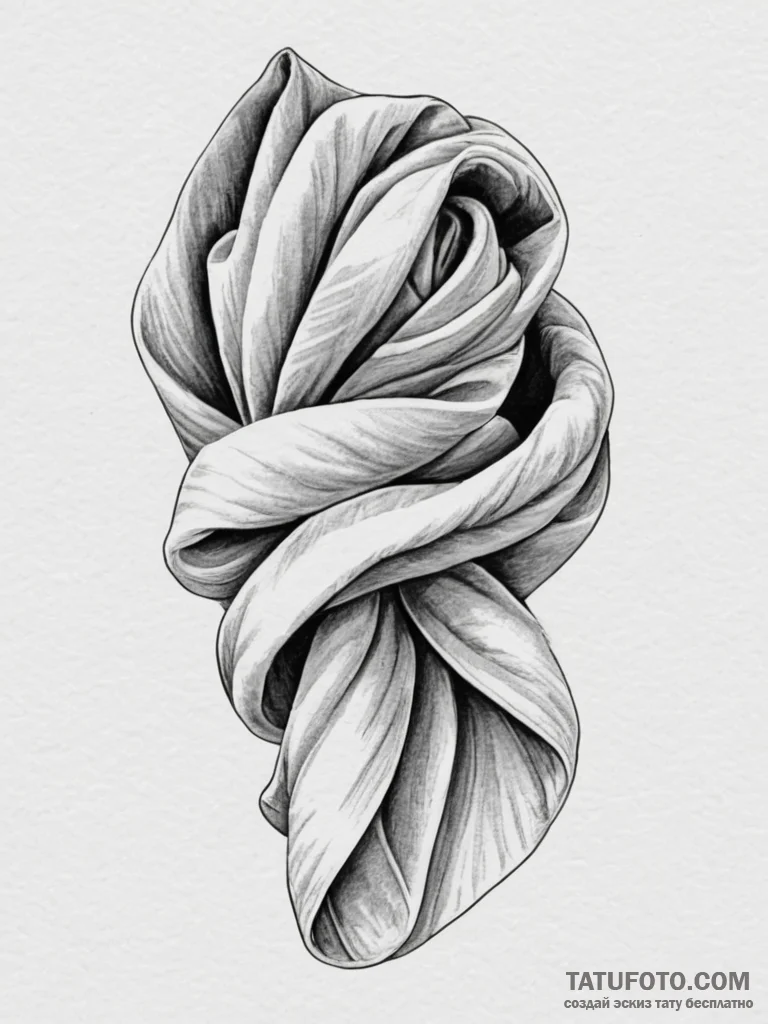 Tattoo sketch a subtle fabric fold or drape e... - эскиз тату (№1755439562_0, 17.08.2025 14:06) — Tatufoto.com