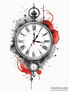 Clock, tattoo drawing outline, fine lines, de... - эскиз тату (№1755440354_0, 17.08.2025 14:19) — Tatufoto.com