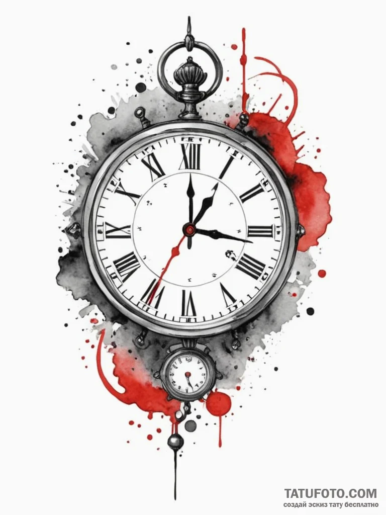 Clock, tattoo drawing outline, fine lines, de... - эскиз тату (№1755440354_0, 17.08.2025 14:19) — Tatufoto.com