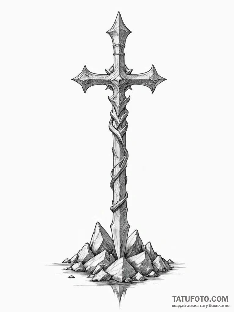 Excalibur in the stone - эскиз тату (№1755440749_0, 17.08.2025 14:25) — Tatufoto.com